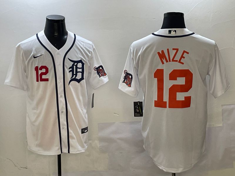 Men Detroit Tigers #12 Mize White Game 2025 Nike MLB Jersey style 3132